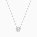The Pave Classica 14K White Gold Diamond Pendant is a delicate necklace featuring a cushion-shaped pendant encrusted with sparkling white diamonds, shown against a plain white background.
