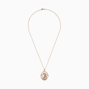 The Signature 14K Rose Gold Diamond and Emerald Pendant, 0.44 TCW, features a sitting leopard with black and white stones, vivid green gemstone eyes, and an oval-shaped gold border for a touch of elegance.