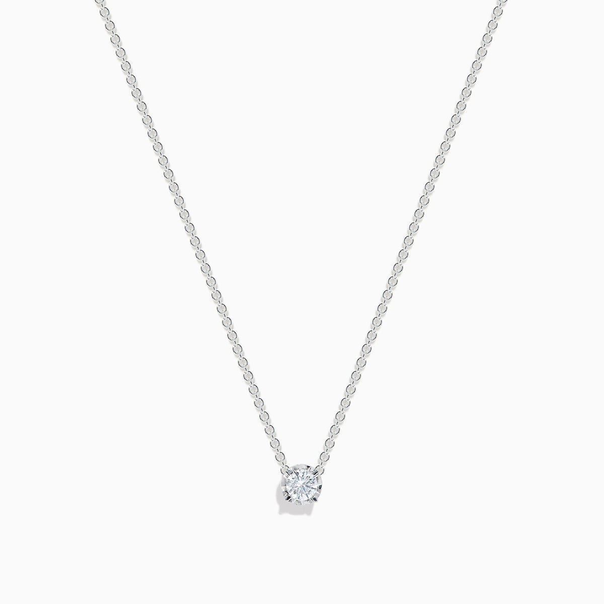 A refined 925 Sterling Silver Diamond Necklace featuring a single small round diamond pendant centered on a delicate chain.