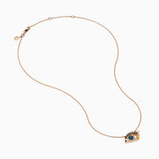 14K Rose Gold Blue, Brownn and White Diamond Pavé Evil Eye Pendant