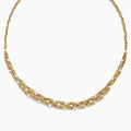 The DOro 14K Textured Yellow Gold Diamond Collar Necklace, 1.68 TCW, features twisted strands with evenly spaced round diamonds and is elegantly displayed on a white background.