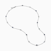 Sterling Silver Blue Sapphire and Diamond Alternating Station Necklace