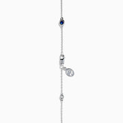 Sterling Silver Blue Sapphire and Diamond Alternating Station Necklace