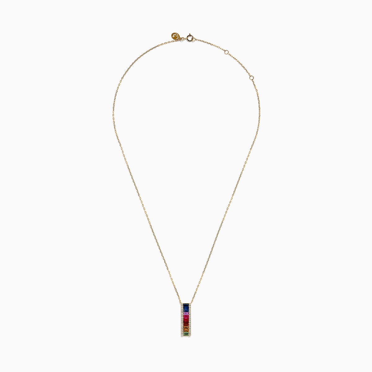 Watercolors 14K Yellow Gold Multi Sapphire and Diamond Bar Pendant