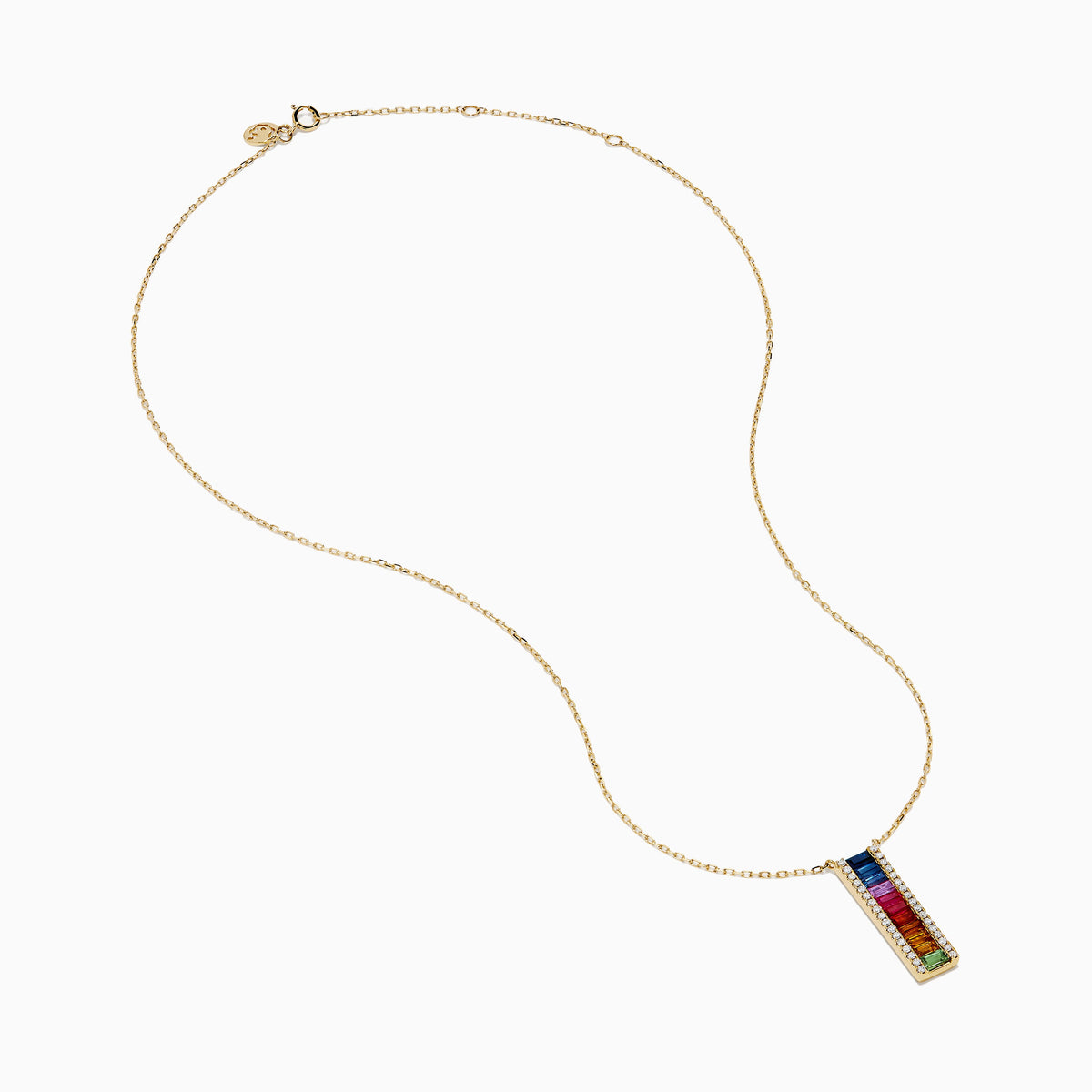 Watercolors 14K Yellow Gold Multi Sapphire and Diamond Bar Pendant