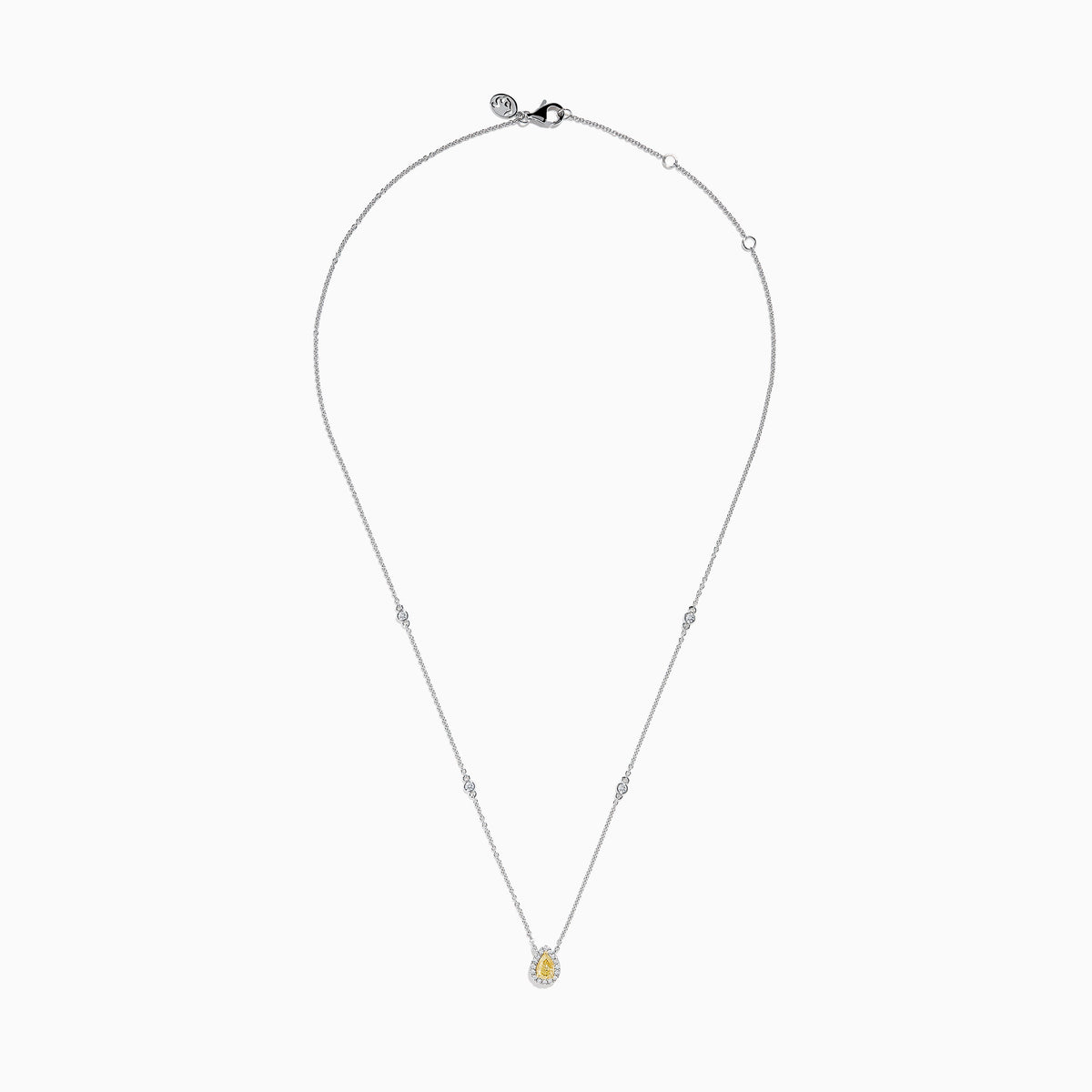 18K Two-Tone Gold Yellow and White Diamond Pear Halo Station Necklace