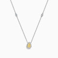 18K Yellow and White Gold Yellow and White Diamond Pear Halo Station Necklace