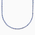 Sterling Silver Tanzanite and Diamond Graduated Oval Necklace