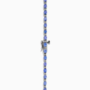 Sterling Silver Oval Tanzanite and Diamond Alternating Tennis Necklace