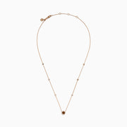 14K Rose Gold Brown and White Diamond Halo Station Necklace