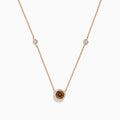 14K Rose Gold Brown and White Diamond Halo Station Necklace