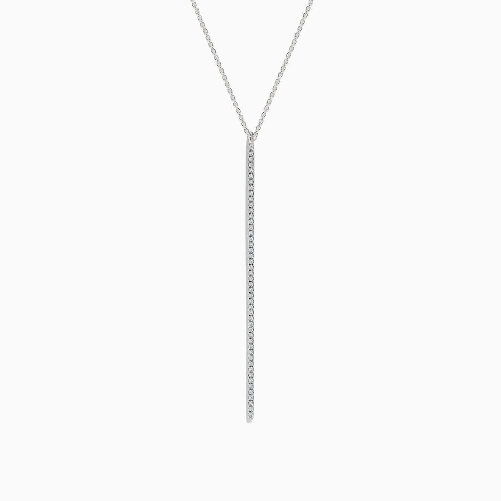 Effy Pave Classica 14K White Gold Diamond Vertical Pendant, 0.14 TCW