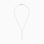 The Pave Classica 14K White Gold Diamond Vertical Pendant (0.14 TCW) features a thin Y-shaped chain with a simple diamond bar drop, shown against a plain white background.