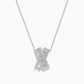 14K White Gold Lab Grown Diamond Baguette and Pavé X Pendant