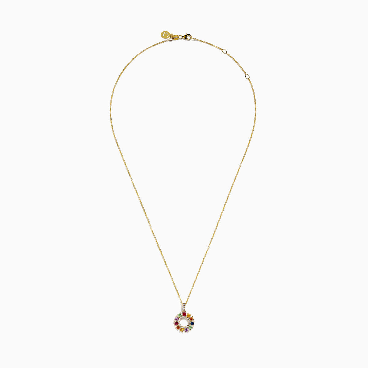 Watercolors 14K Yellow Gold Multi Sapphire and Diamond Sunburst Pendant