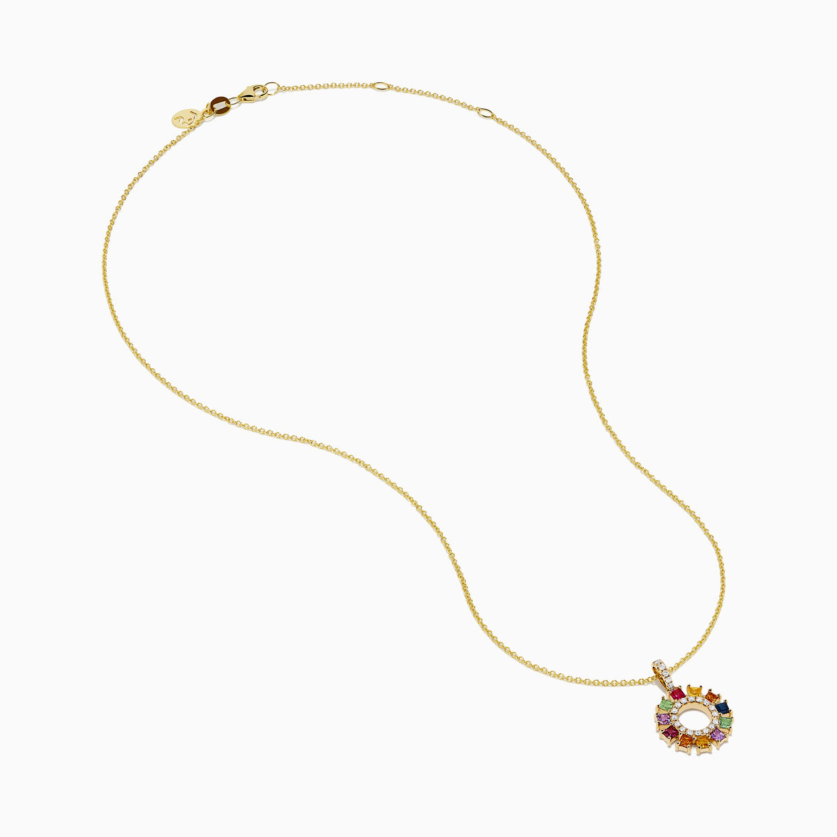 Watercolors 14K Yellow Gold Multi Sapphire and Diamond Sunburst Pendant