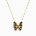 14K Yellow Gold Black Diamond Butterfly Pendant