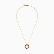 Watercolors 14K Yellow Gold Multi Sapphire and Diamond Open Circle Pendant
