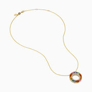 Watercolors 14K Yellow Gold Multi Sapphire and Diamond Open Circle Pendant