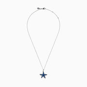 Sterling Silver Blue Sapphire Pave Starfish Pendant