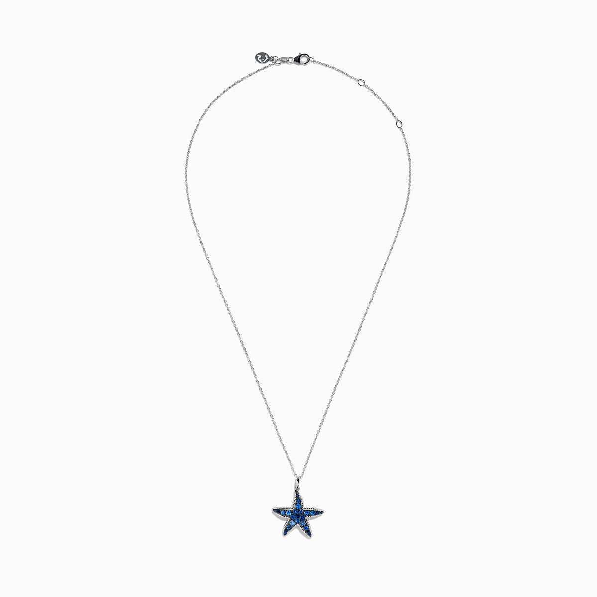 Sterling Silver Blue Sapphire Pave Starfish Pendant