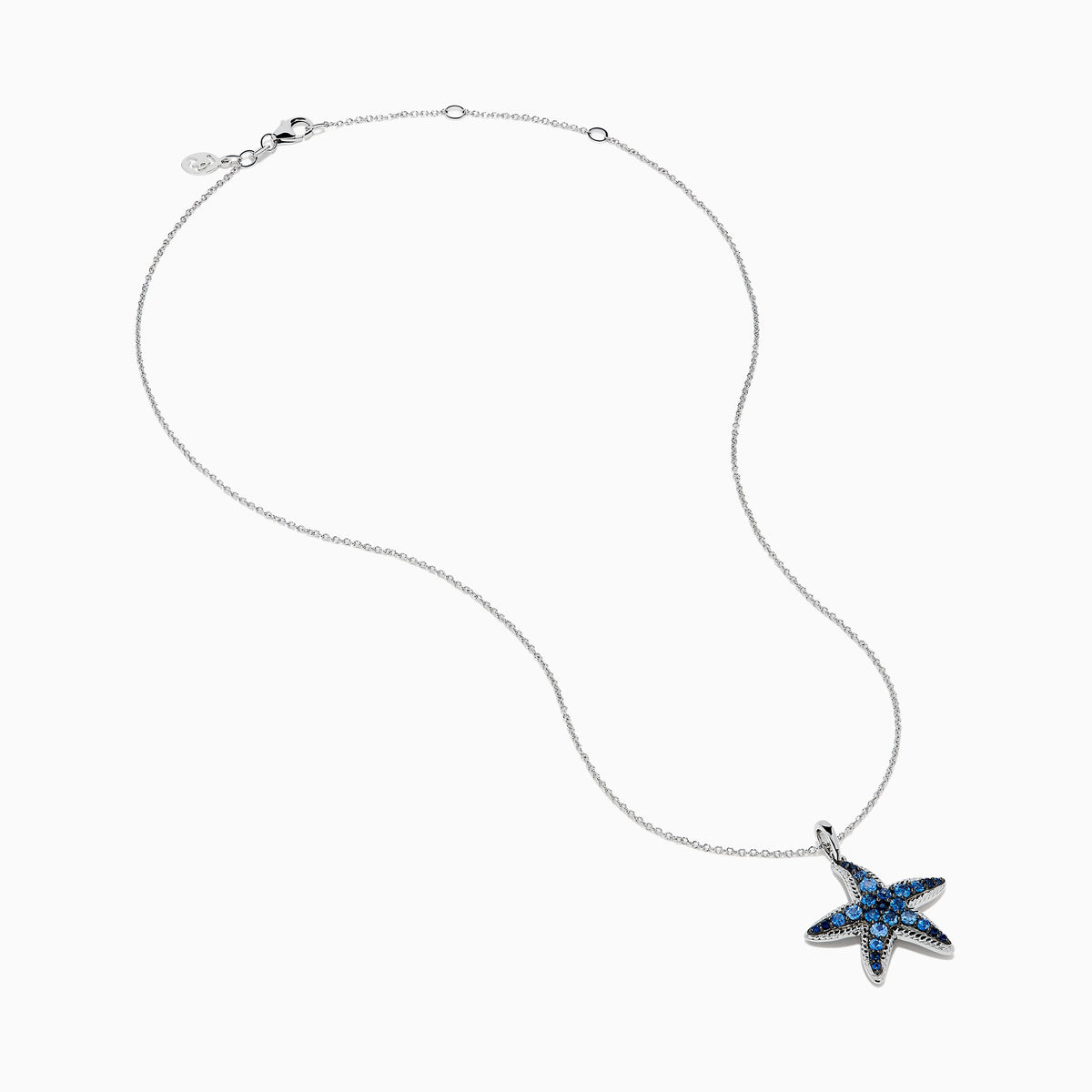 Sterling Silver Blue Sapphire Pave Starfish Pendant