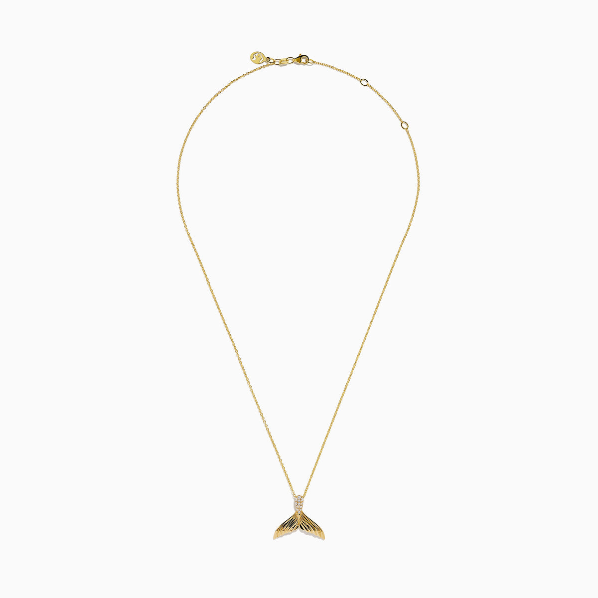 14K Yellow Gold Diamond Accented Whale Tail Pendant