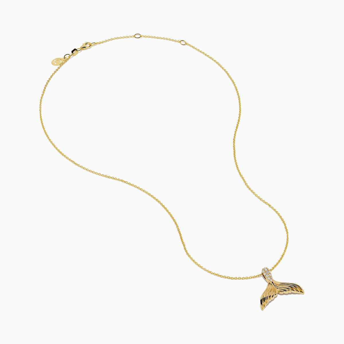 14K Yellow Gold Diamond Accented Whale Tail Pendant