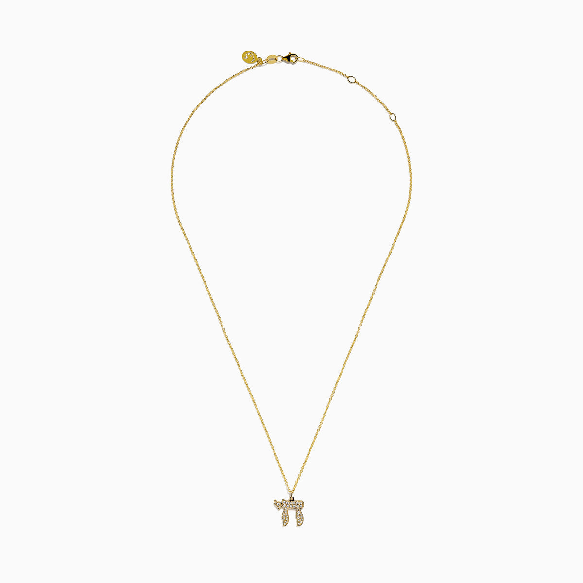 14K Yellow Gold Diamond Pavé Chai Pendant