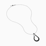 14K White Gold Black and White Diamond Interlocking Teardrop Pendant