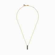 14K Yellow Gold Blue and White Diamond Vertical Bar Pendant
