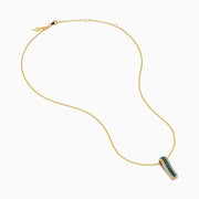 14K Yellow Gold Blue and White Diamond Vertical Bar Pendant