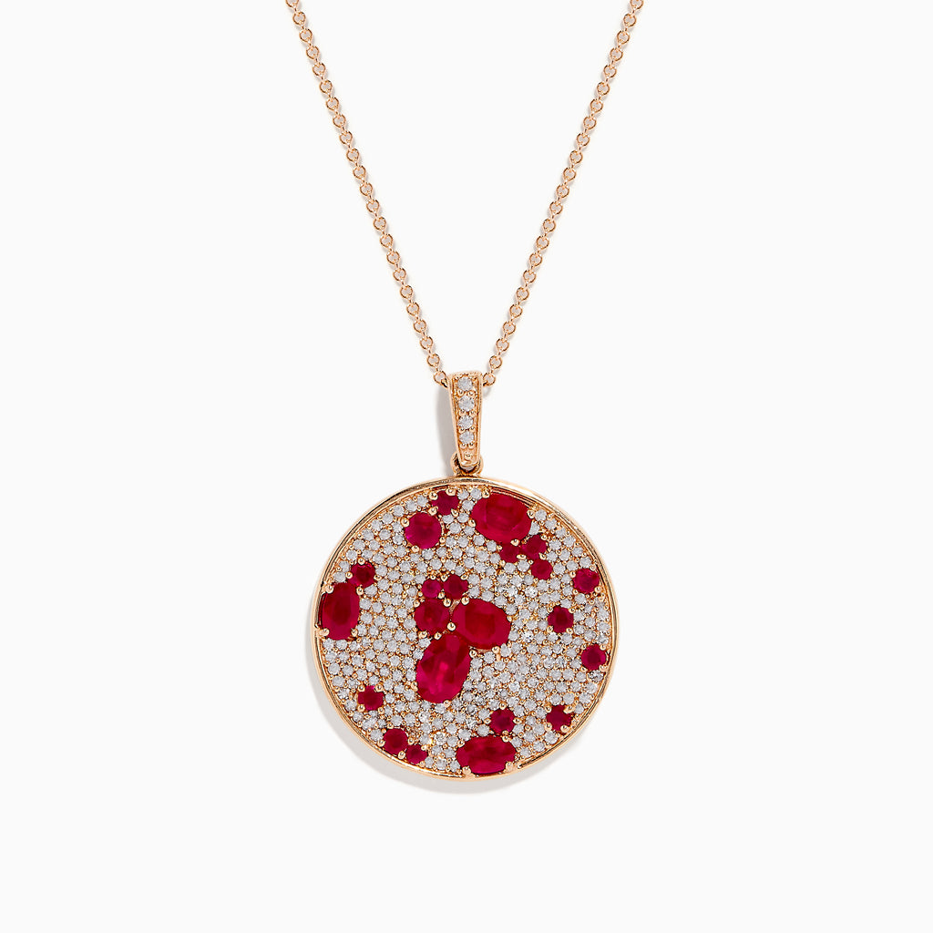 Effy Gemma 14K Rose Gold Natural Ruby and Diamond Pendant, 4.19 TCW