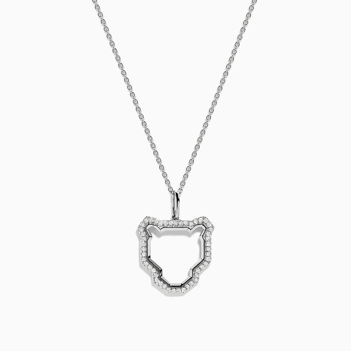 Signature 14K White Gold Diamond Sculpted Panther Outline Pendant