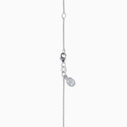 The Watercolors 14K White Gold Multi Sapphire and Diamond Bar Pendant showcases vibrant sapphires set in a vertical bar, accented by sparkling diamonds.