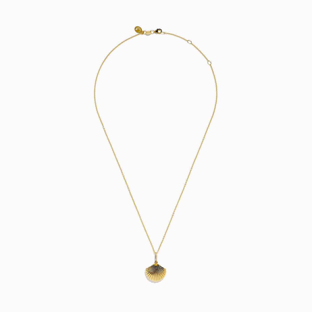 14K Yellow Gold Diamond Accented Polished Shell Pendant