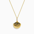 14K Yellow Gold Diamond Polished Shell Pendant