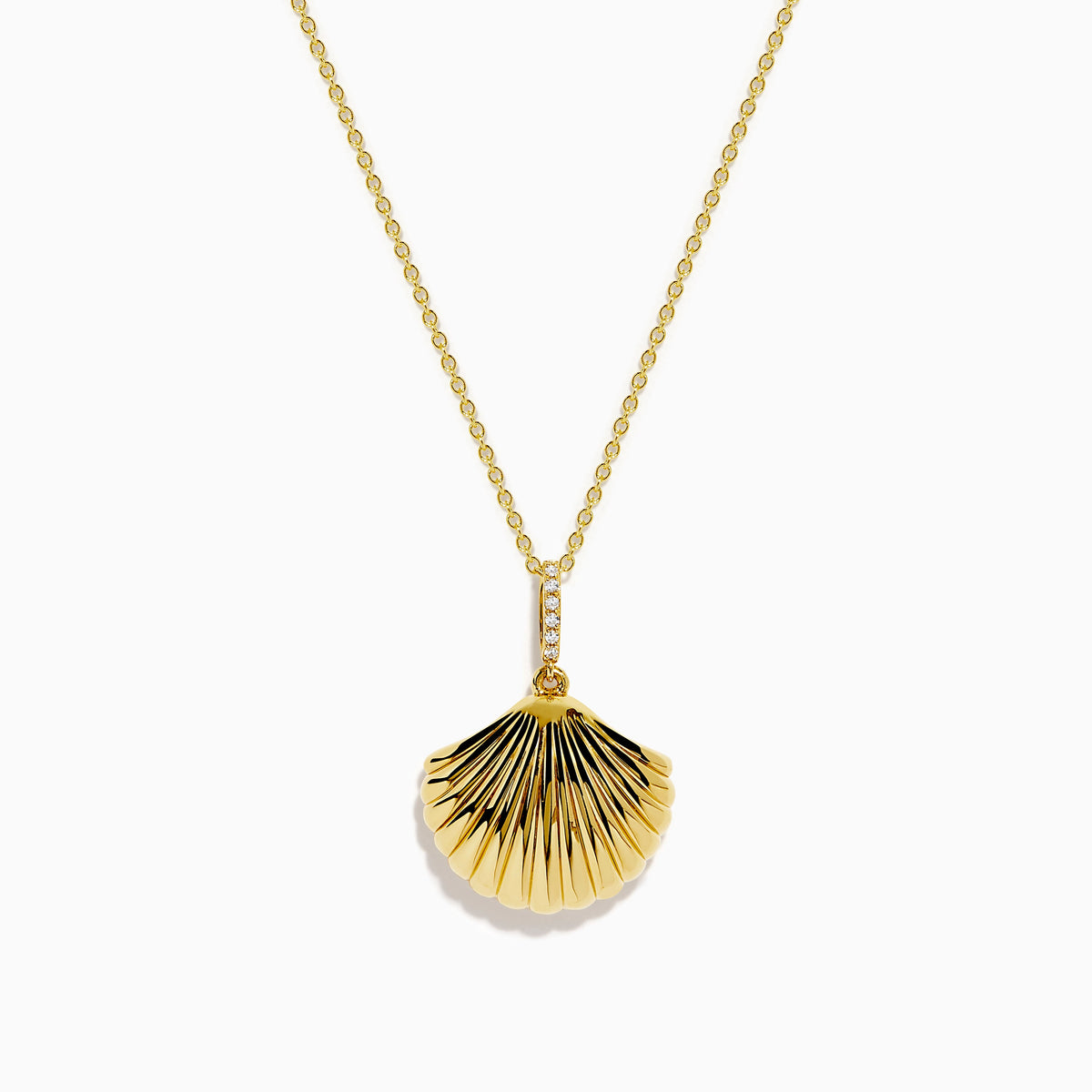 14K Yellow Gold Diamond Polished Shell Pendant