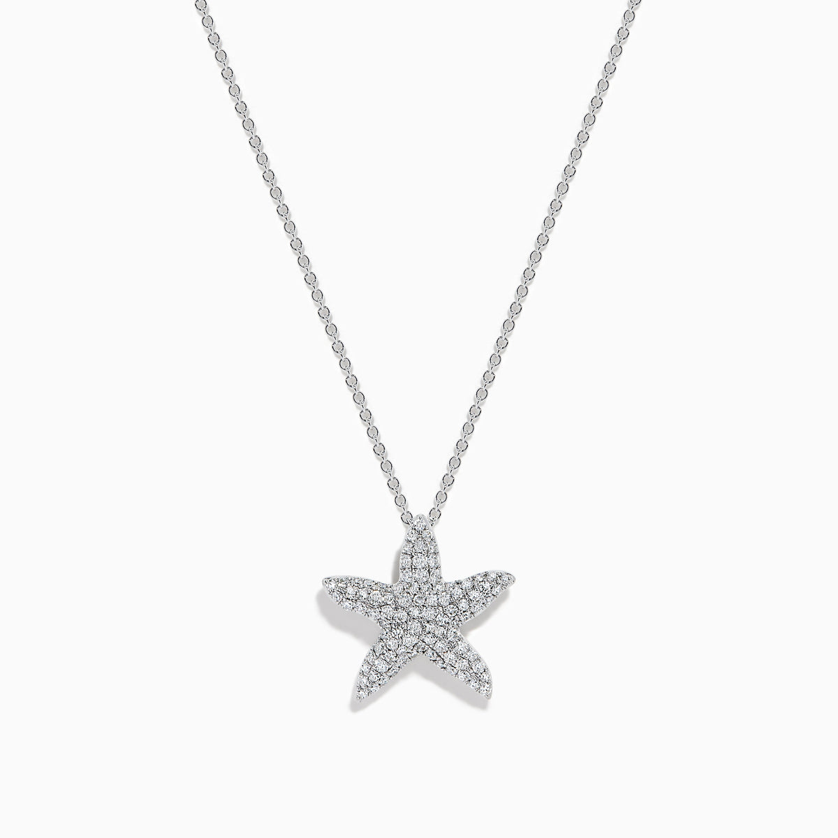14K White Gold Diamond Pave Starfish Pendant