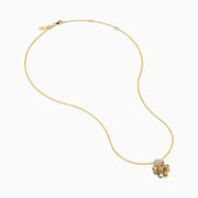 14K Yellow Gold White and Black Diamond Octopus Pendant