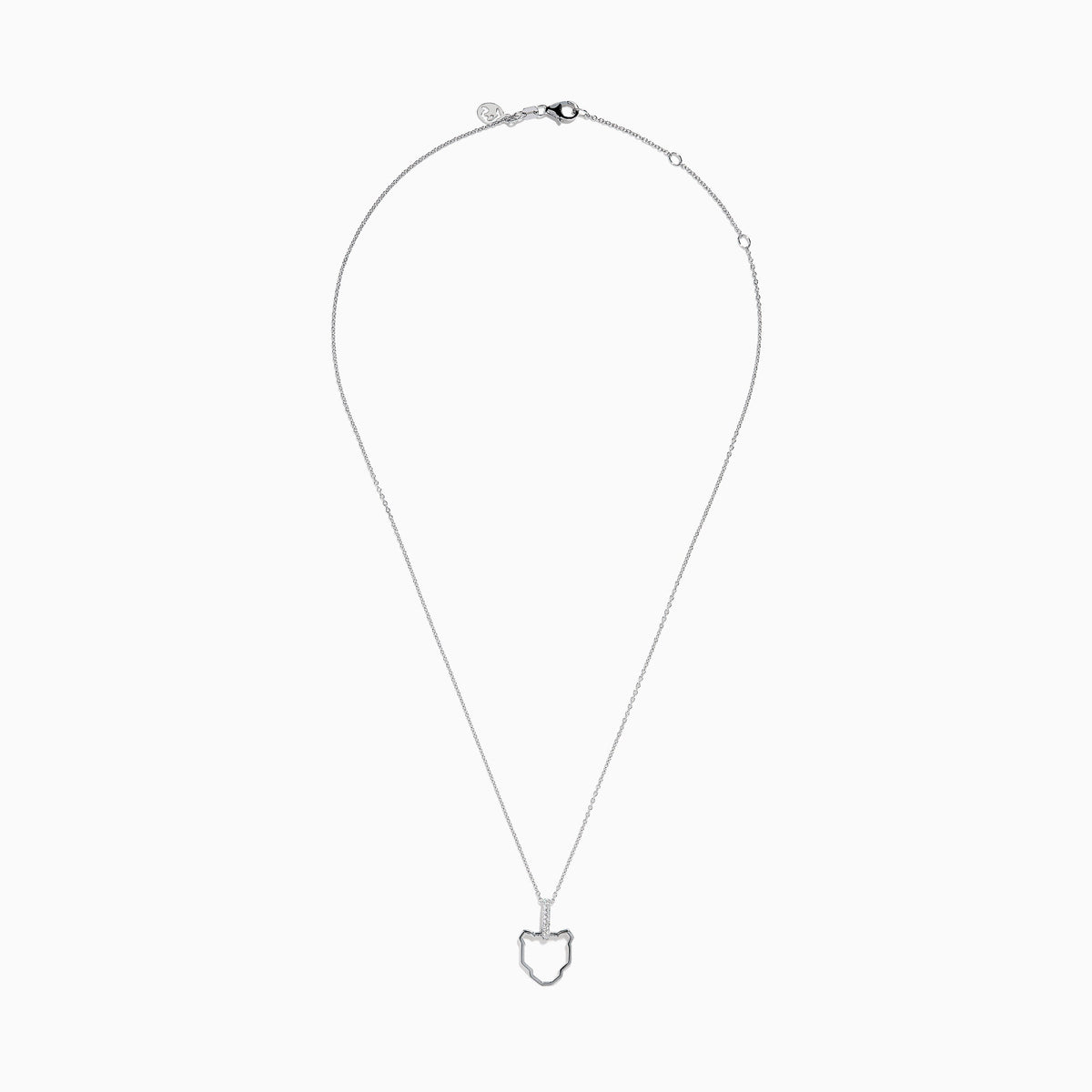 Sterling Silver Diamond Open Panther Silhouette Pendant