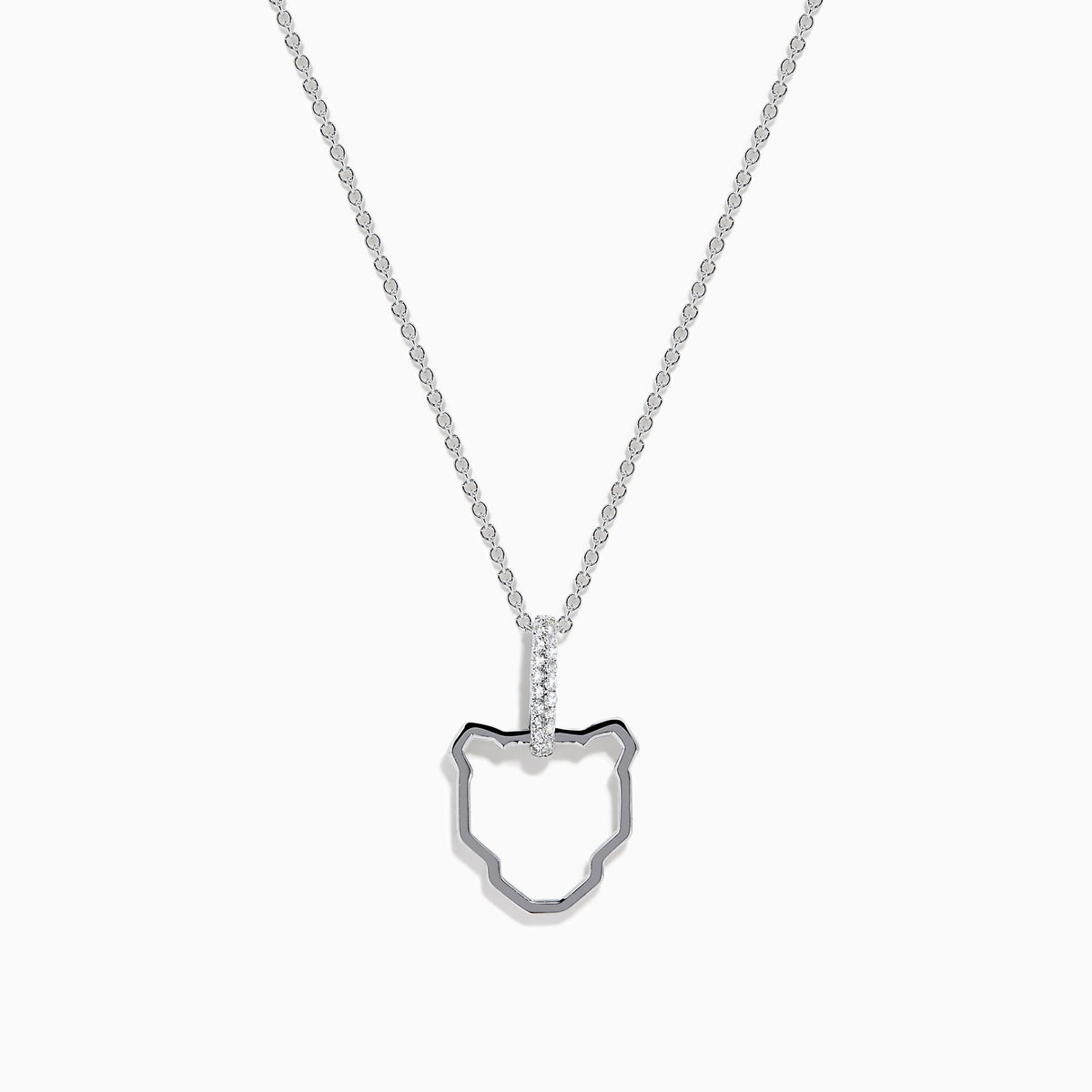 Sterling Silver Diamond Open Panther Silhouette Pendant