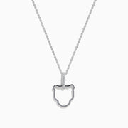 Sterling Silver Diamond Open Panther Silhouette Pendant