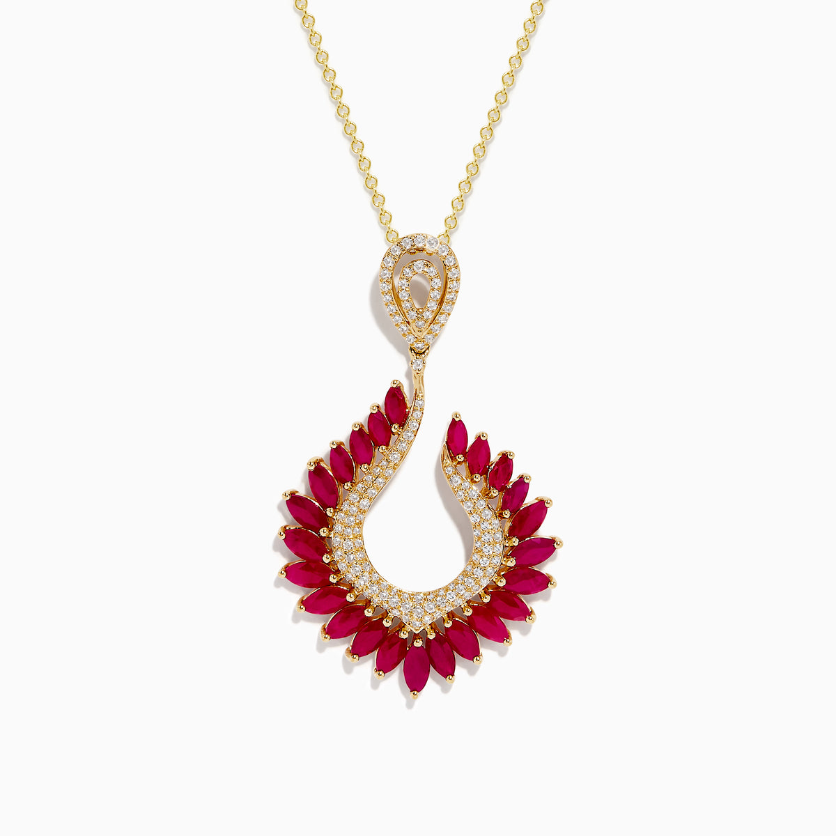Ruby Royal Yellow Gold Ruby Diamond Statement Pendant 4.88 TCW
