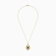The Brasilica 14K Yellow Gold Emerald & Diamond Filigree Pendant features a large rectangular emerald center, intricate yellow gold detailing, and sparkling diamonds for a total carat weight of 1.62.