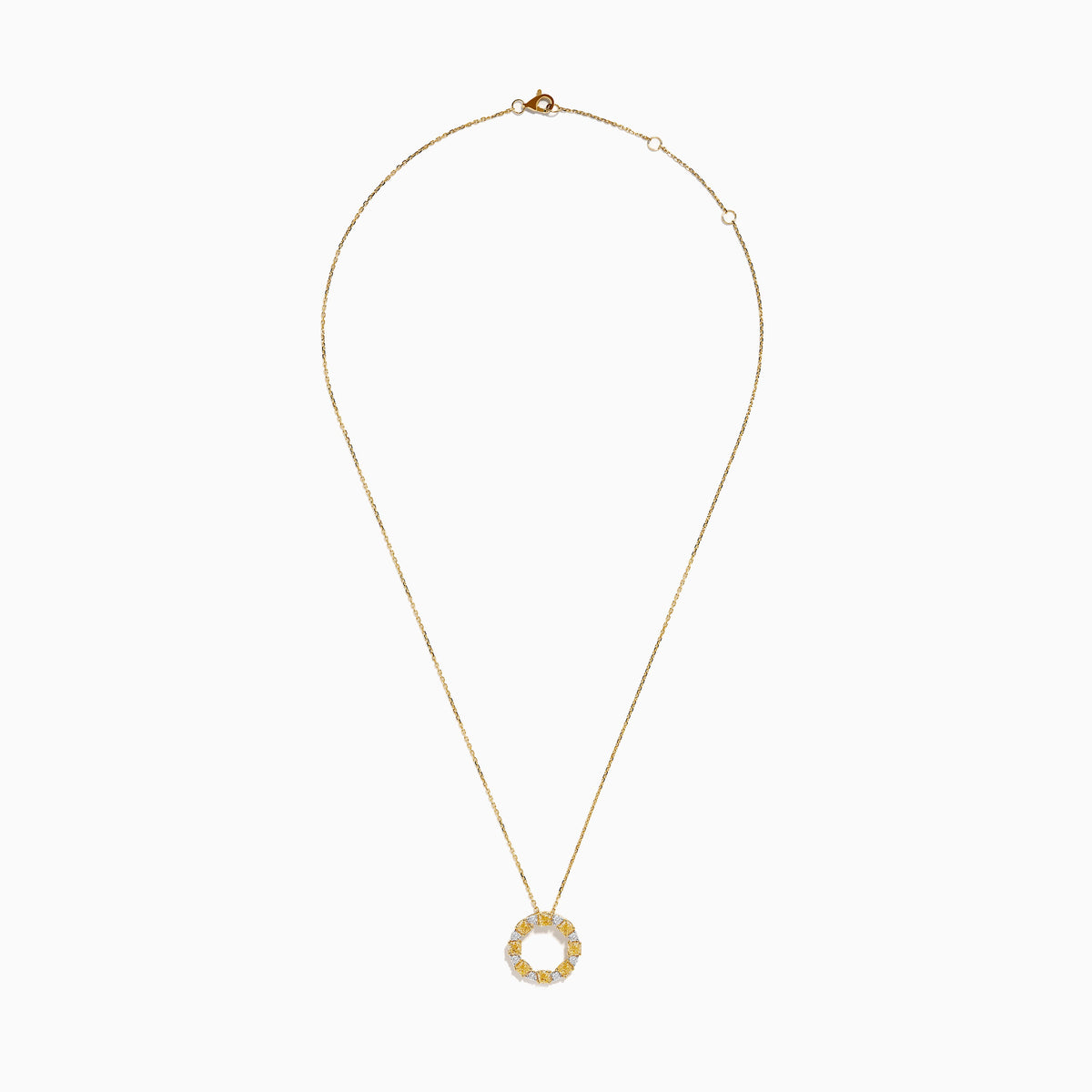 18K Yellow Gold Yellow and White Diamond Alternating Circle Pendant