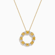 18K Yellow Gold Yellow and White Diamond Alternating Circle Pendant