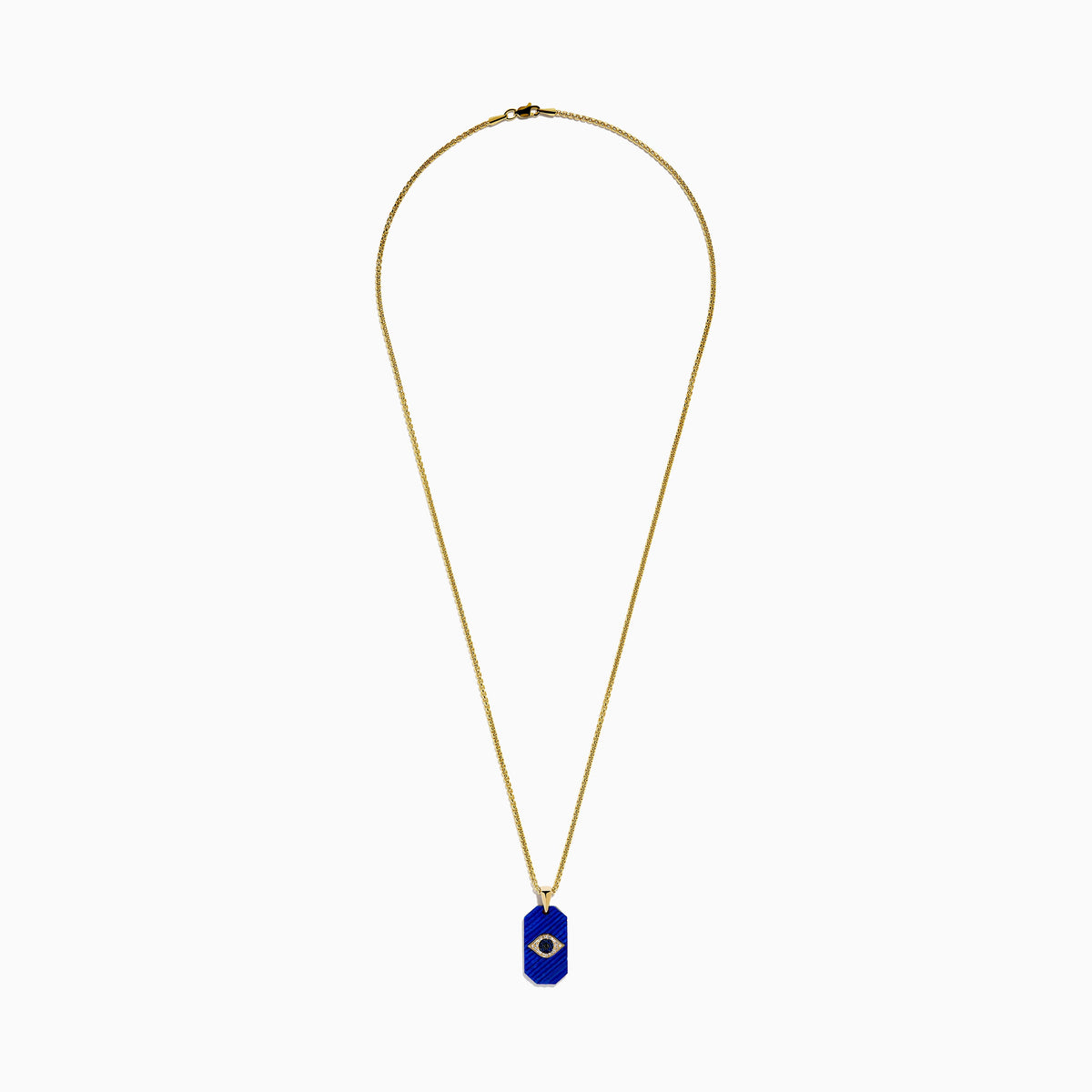 Men's 14K Yellow Gold Lapis Lazuli and Diamond Accented Evil Eye Pendant