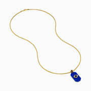 Men's 14K Yellow Gold Lapis Lazuli and Diamond Accented Evil Eye Pendant