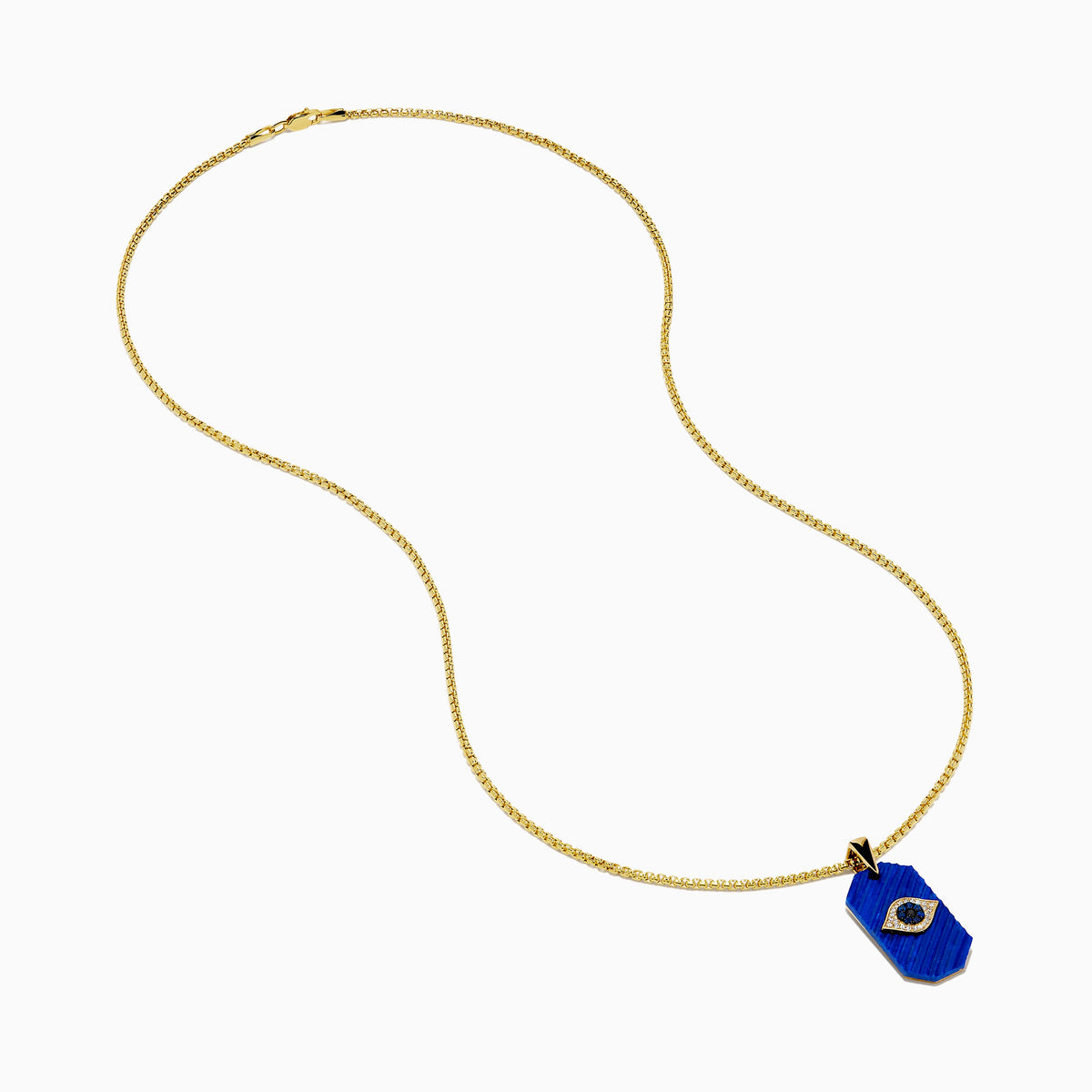 Men's 14K Yellow Gold Lapis Lazuli and Diamond Accented Evil Eye Pendant